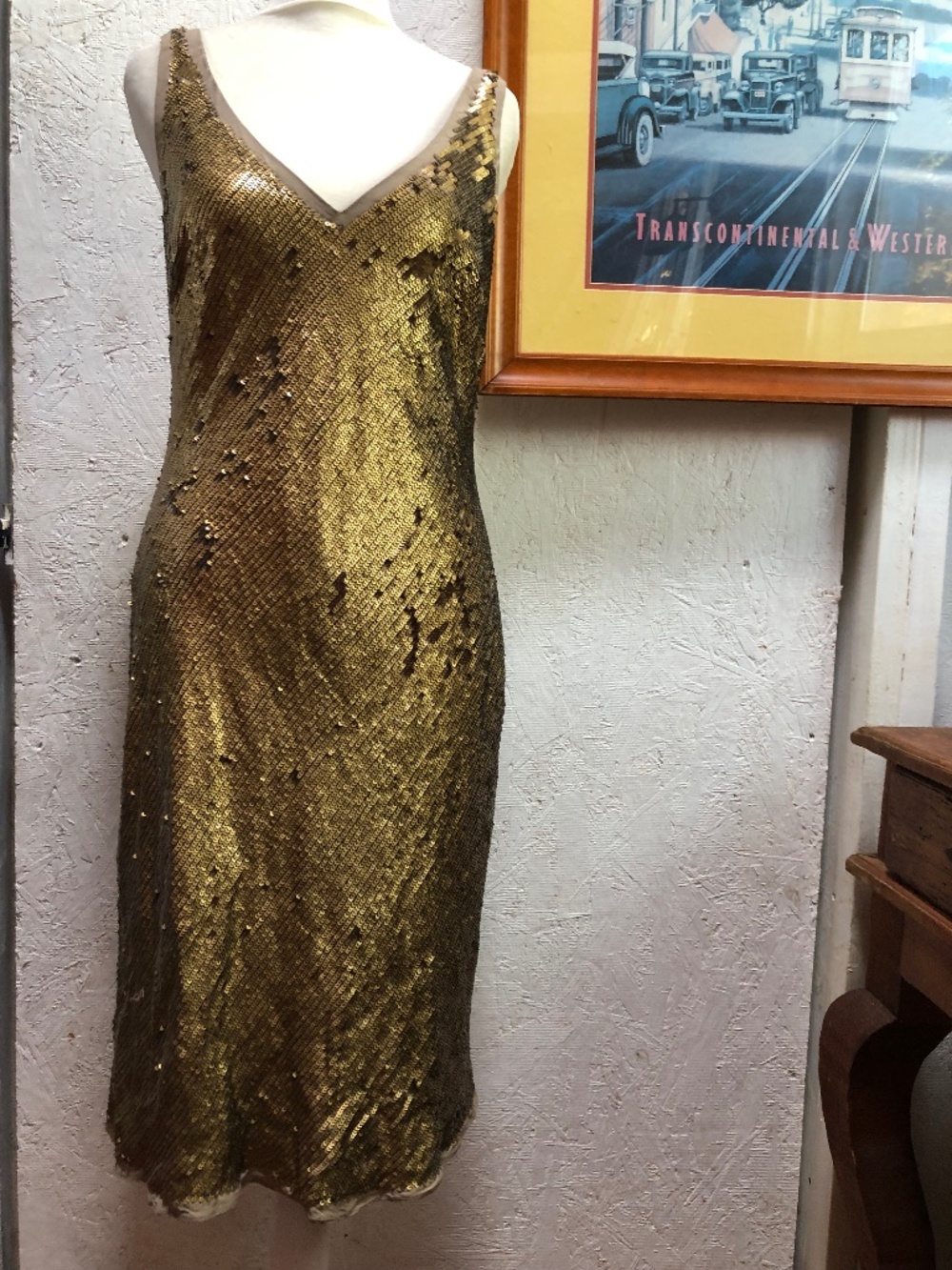 Banana Republic gold sequin tank dress